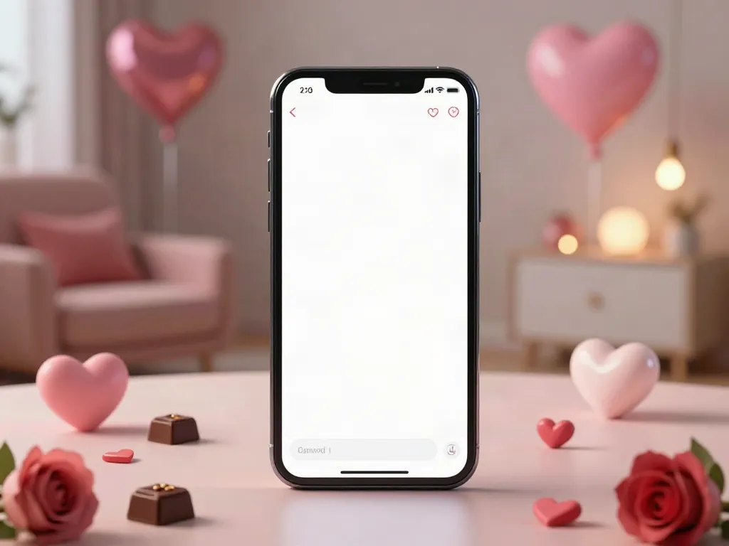 Engaging ai sex chat interface on smartphone surrounded by romantic decorations.